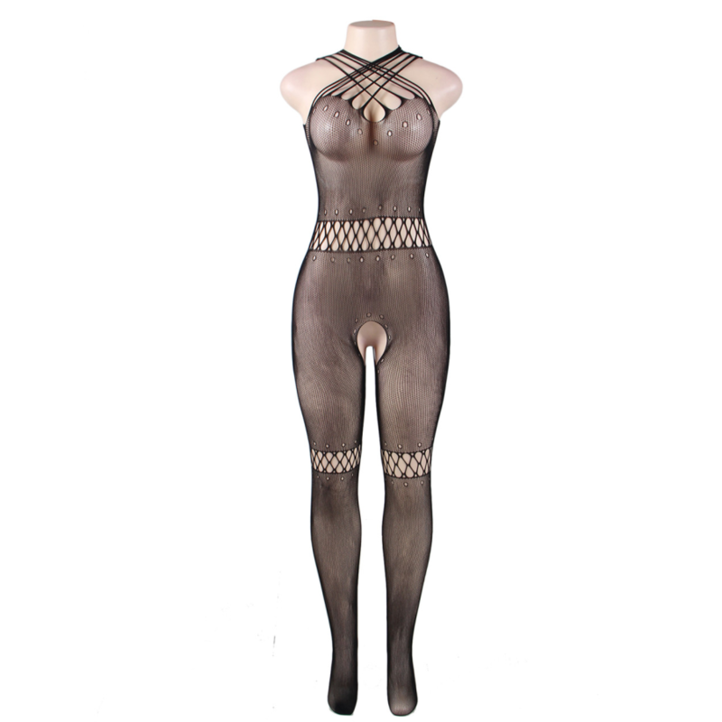 QUEEN LINGERIE MULTISTRAPS SLING HOLLOW BODYSTOCKING S-L