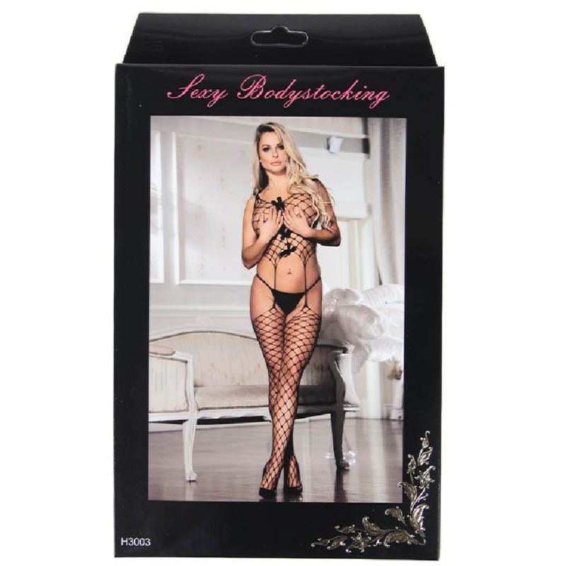 QUEEN LINGERIE CROP TOP SUSPENDER FISHNET BODYSTOCKING S-L