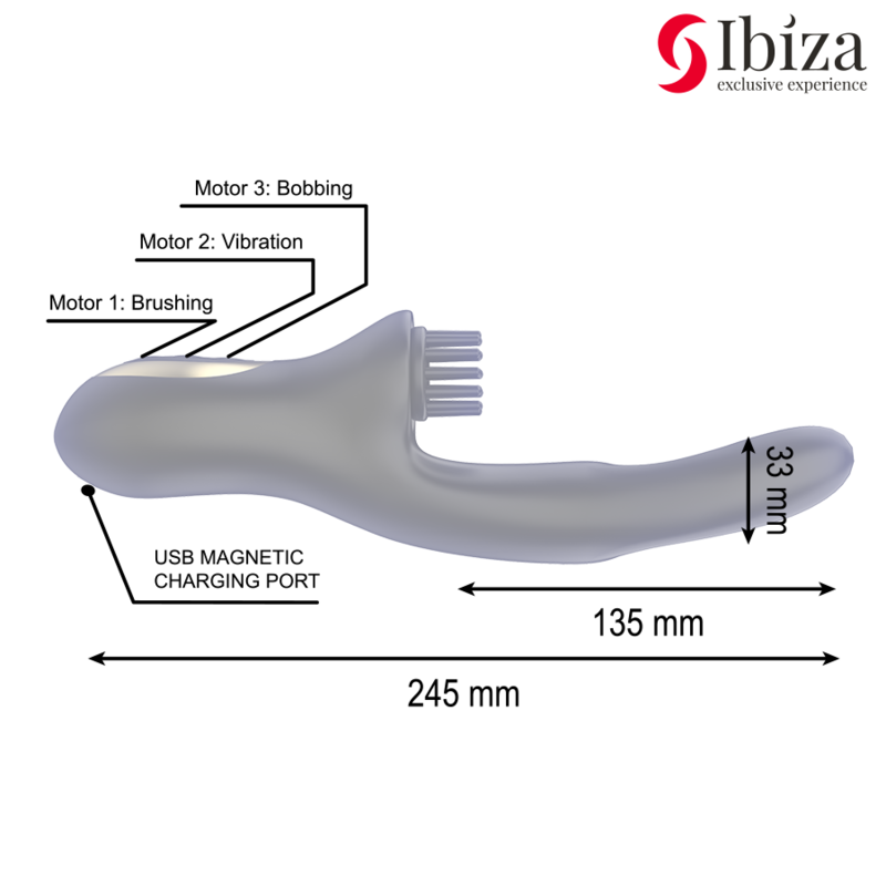 Ibiza - Hi-Tech Rabbit Brushing Multi-Cell Clitoral and Double Wave Vibrator
