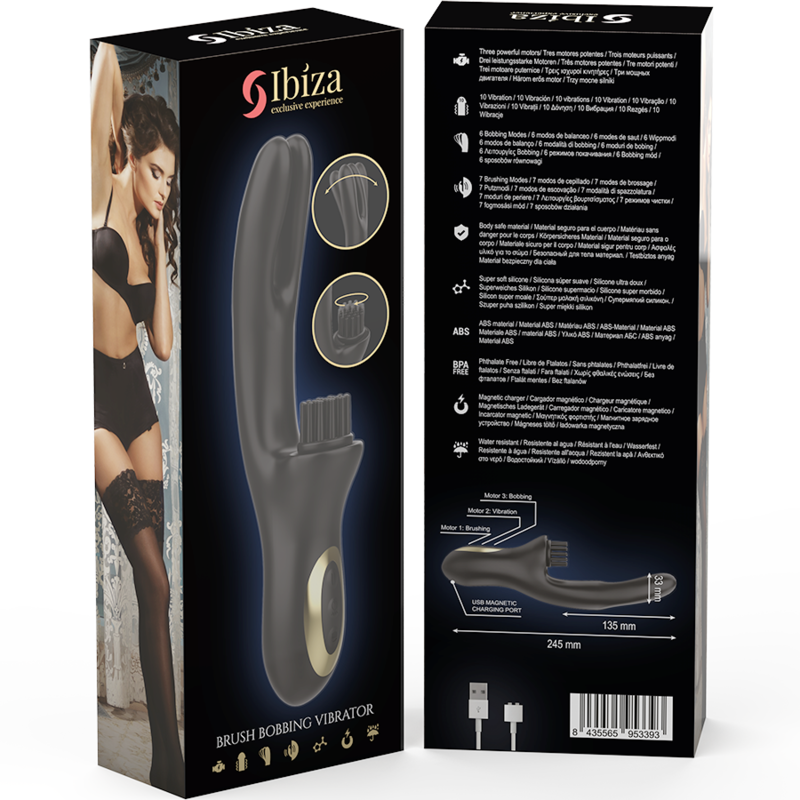 Ibiza - Hi-Tech Rabbit Brushing Multi-Cell Clitoral and Double Wave Vibrator
