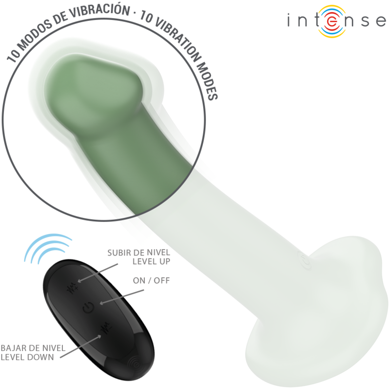 Intense - Becca VIbrator WIth Suction Cup 10 Vibrations Green Remote Control