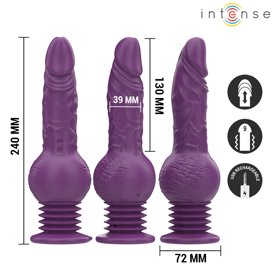 Intense - Tatum monitoimivibraattori ylös- ja alasvärähtelyllä 24 cm violetti