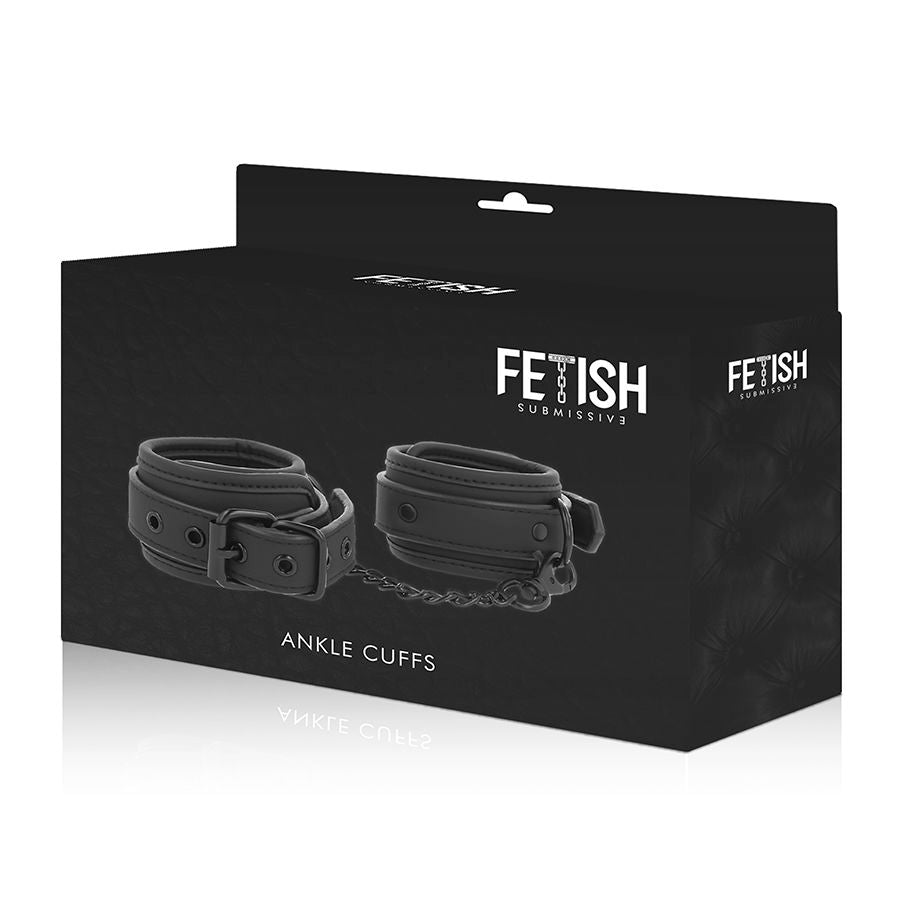 FETISH SUBMISSIVE ANKLE CUFFS VEGAN LEATHER
