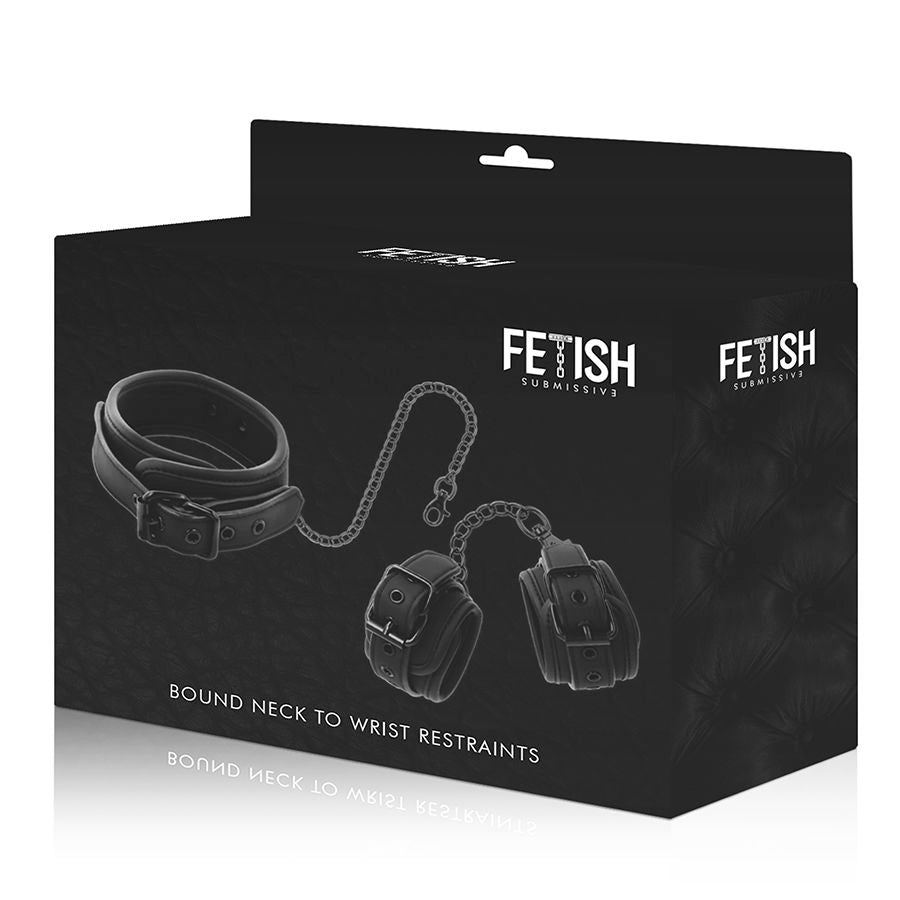 FETISH SUBMISSIVE COLLAR AND WRIST CUFFS VEGAN LEATHER