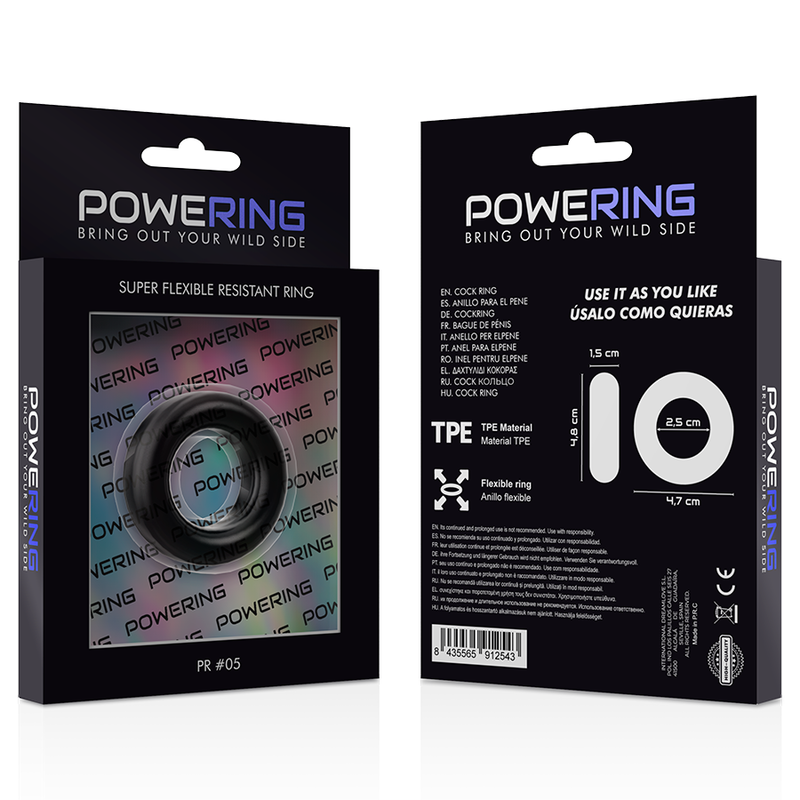 POWERING- SUPER FLEXIBLE AND RESISTANT PENIS RING 4.8CM PR05 BLACK