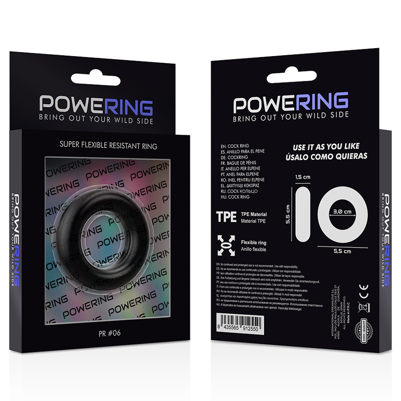 POWERING- SUPER FLEXIBLE AND RESISTANT PENIS RING 5.5CM PR06 BLACK