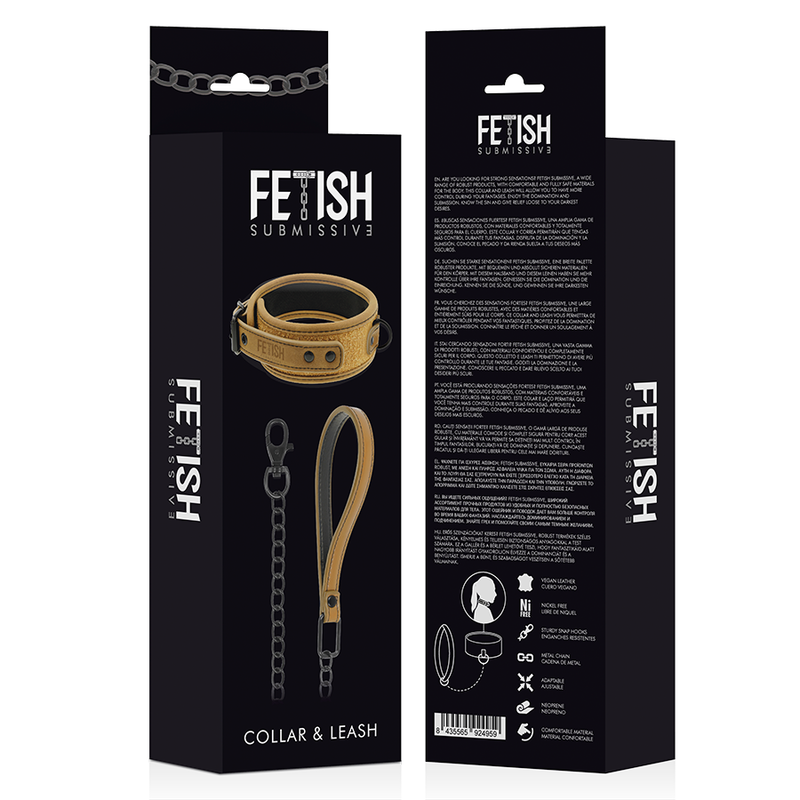 FETISH SUBMISSIVE ORIGIN COLLAR WITH LEASH