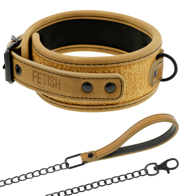 FETISH SUBMISSIVE ORIGIN COLLAR WITH LEASH