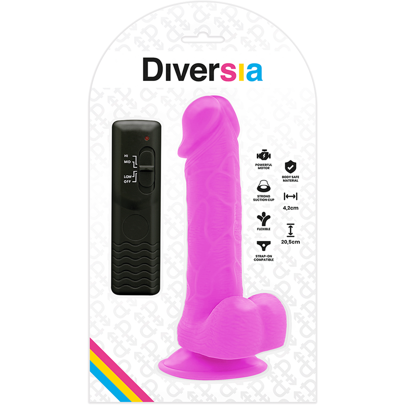 Diversia Dildo 20,5 cm - Joustava ja värisevä, Violetti