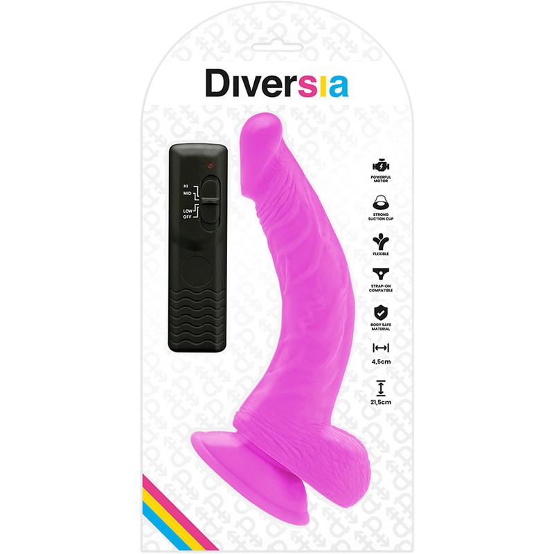Diversia Dildo 21,5 cm - Joustava ja värisevä, Violetti