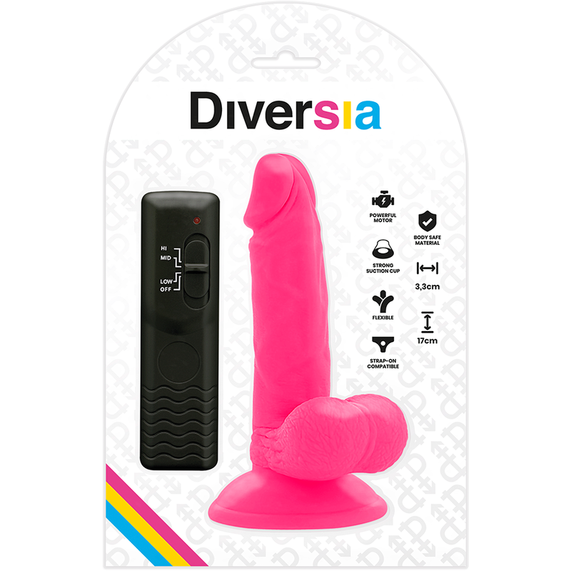 Diversia Dildo 17 cm - Joustava ja värisevä, pinkki