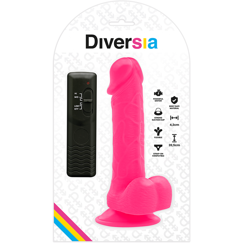 Diversia Dildo 20,5 cm - Joustava ja värisevä, Pinkki