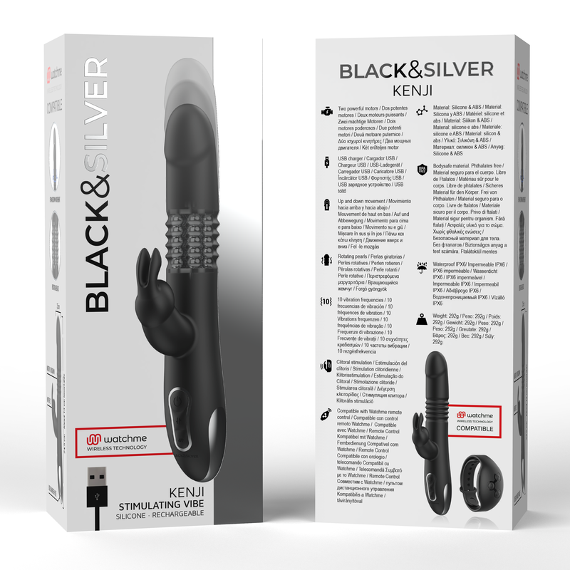 BLACK&SILVER KENJI STIMULATING VIBE COMPATIBLE WITH WATCHME WIRELESS TECHNOLOGY