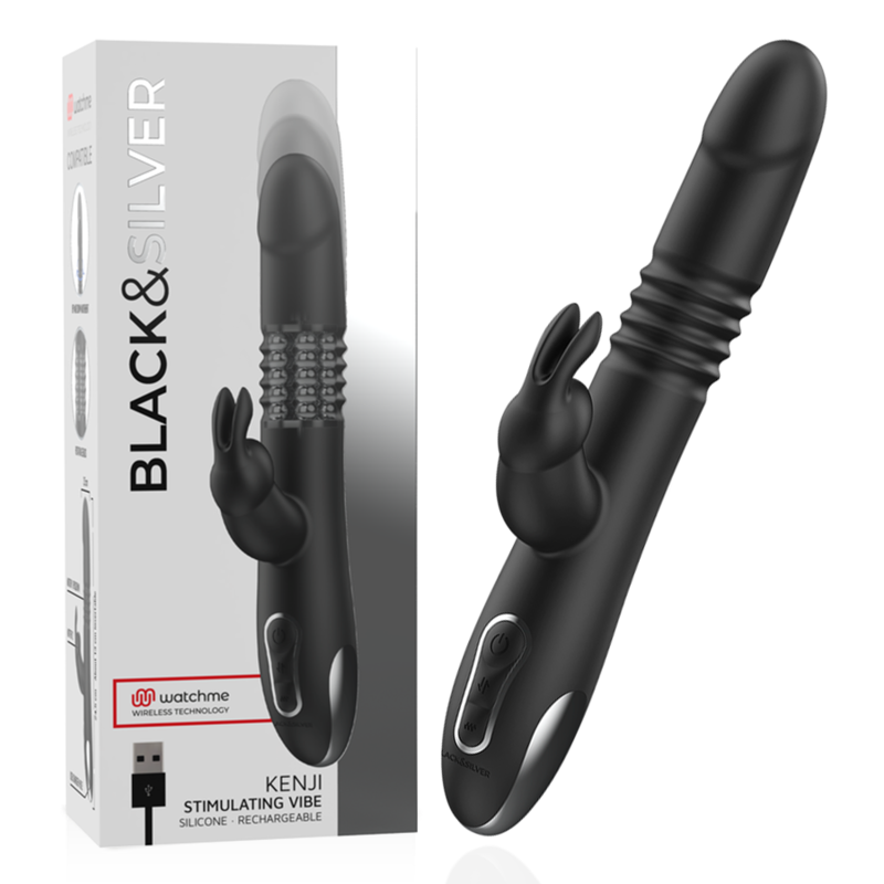 BLACK&SILVER KENJI STIMULATING VIBE COMPATIBLE WITH WATCHME WIRELESS TECHNOLOGY
