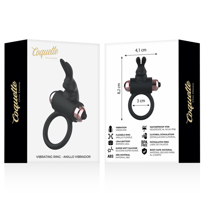 COQUETTE CHIC DESIRE COCK RING WITH VIBRATOR BLACK/ GOLD