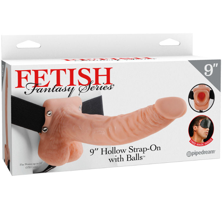 FETISH FANTASY SERIES 9" HOLLOW STRAP-ON WITH BALLS 22.9CM FLESH