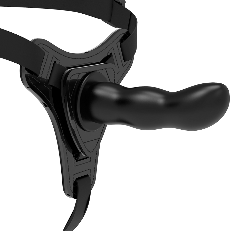 FETISH SUBMISSIVE SILICONE STRAP-ON BLACK 16CM G-SPOT