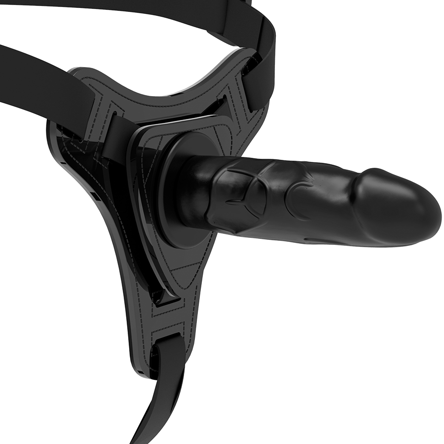 FETISH SUBMISSIVE SILICONE STRAP-ON REALISTIC - BLACK 15 CM