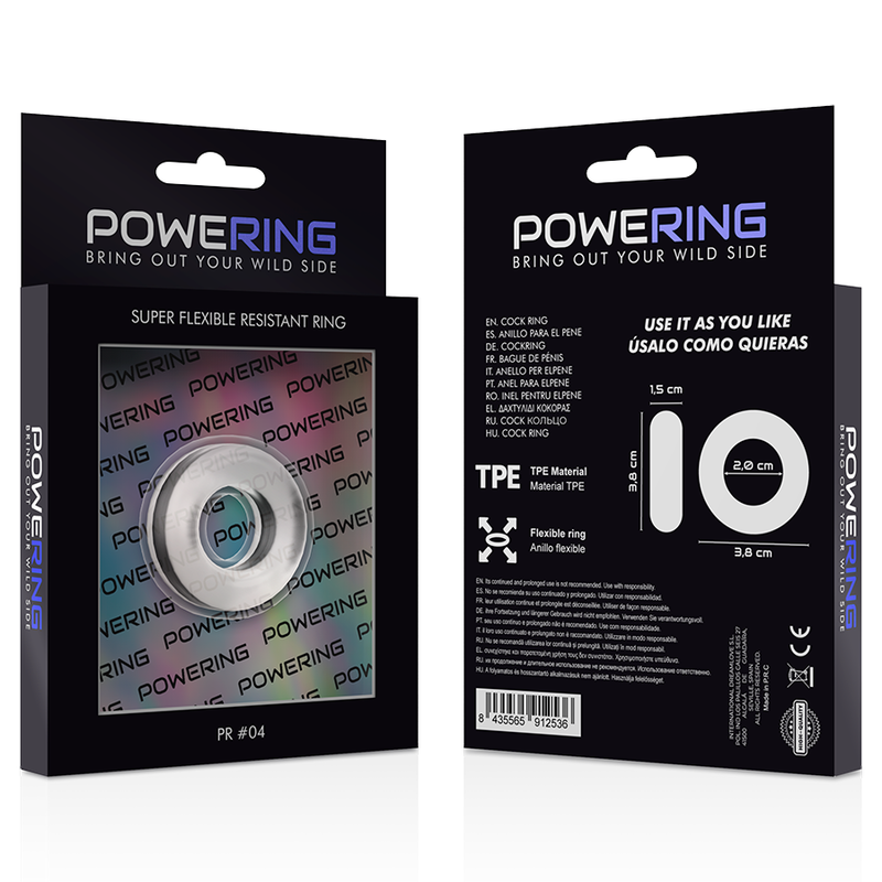 POWERING- SUPER FLEXIBLE AND RESISTANT PENIS RING 3.8CM PR04 CLEAR