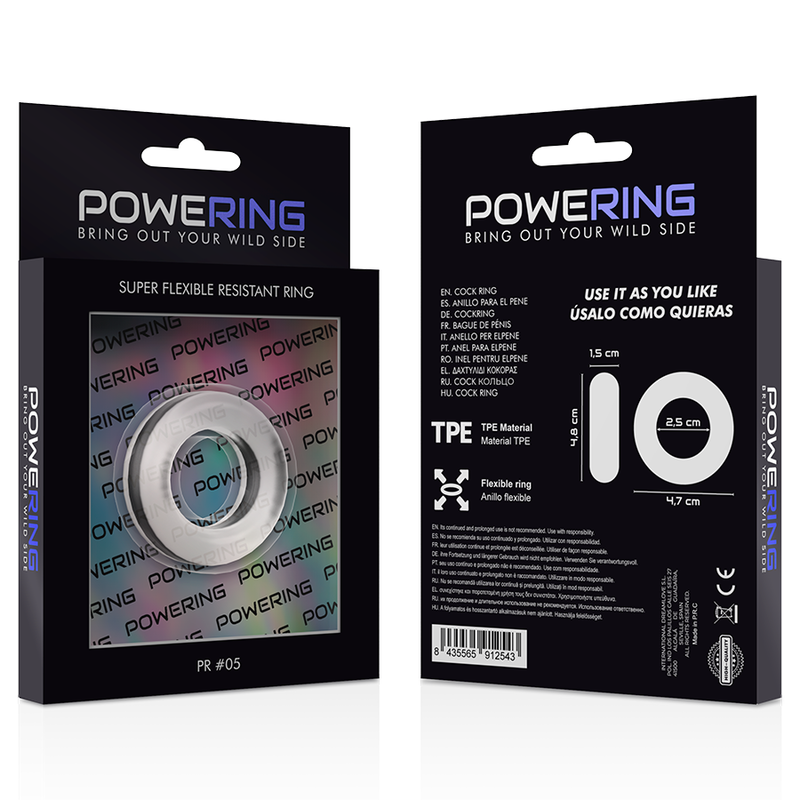 POWERING- SUPER FLEXIBLE AND RESISTANT PENIS RING 4.8CM PR05 CLEAR