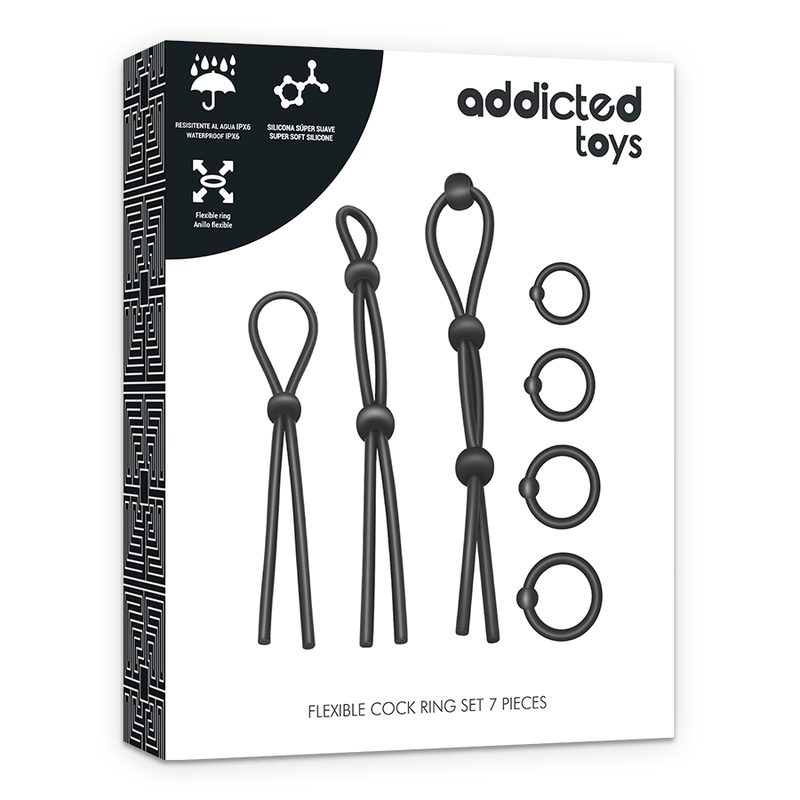 Addicted Toys Joustava Silikoni Penisrengas setti 7 osaa