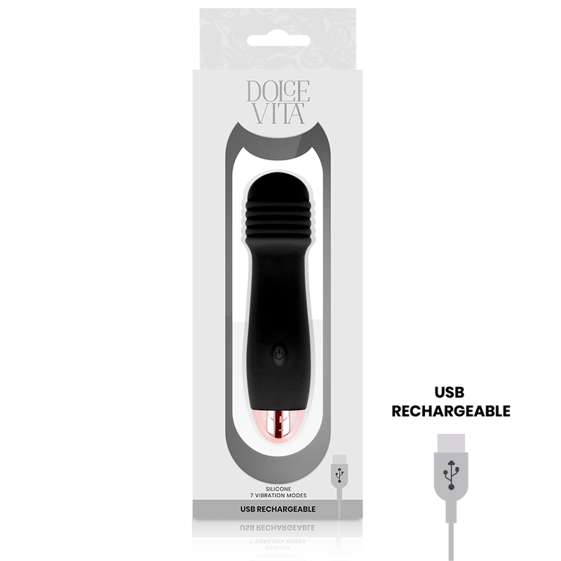 DOLCE VITA - RECHARGEABLE VIBRATOR THREE BLACK 7 SPEED