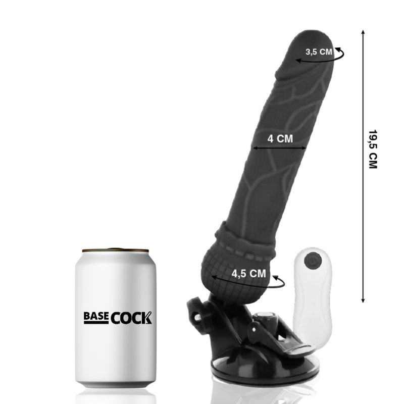 Basecock - Realistic Vibrator Remote Control Black 19.5cm -O- 4cm