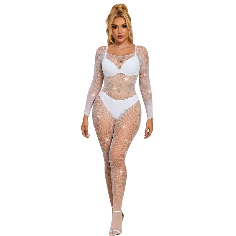 Subblime - 952396 Fishnet Bodystocking With Diamonds Long Sleeve With One Size