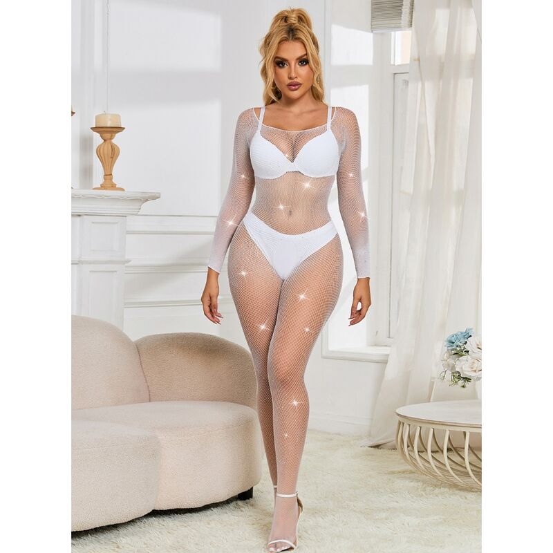 Subblime - 952396 Fishnet Bodystocking With Diamonds Long Sleeve With One Size