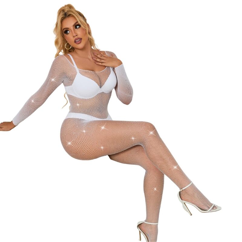 Subblime - 952396 Fishnet Bodystocking With Diamonds Long Sleeve With One Size