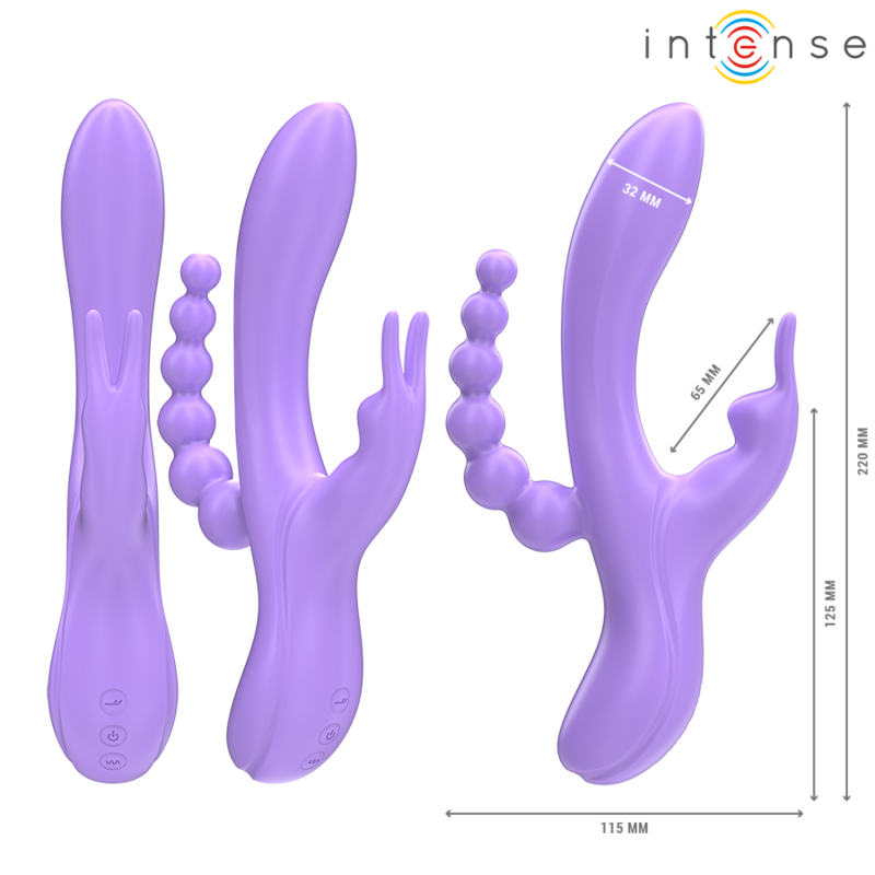 Intense - Miko Triple Vibrator Rabbit & Stimulator & Anal 7 Vibrations Purple