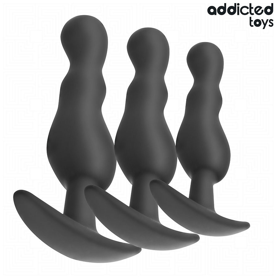 Addicted Toys - 3 Kappaleen setti anaalitappeja, silikoni, malli 1