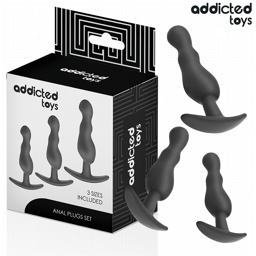 Addicted Toys - 3 Kappaleen setti anaalitappeja, silikoni, malli 1
