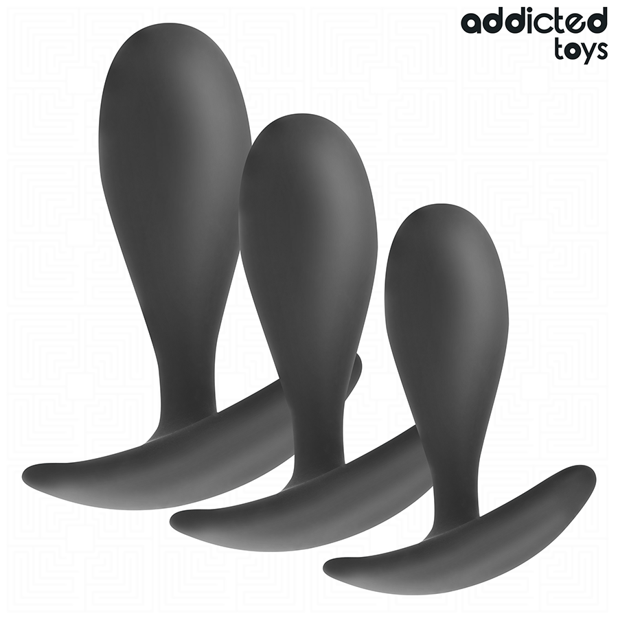 Addicted Toys - 3 Kappaleen setti anaalitappeja, silikoni, malli 2