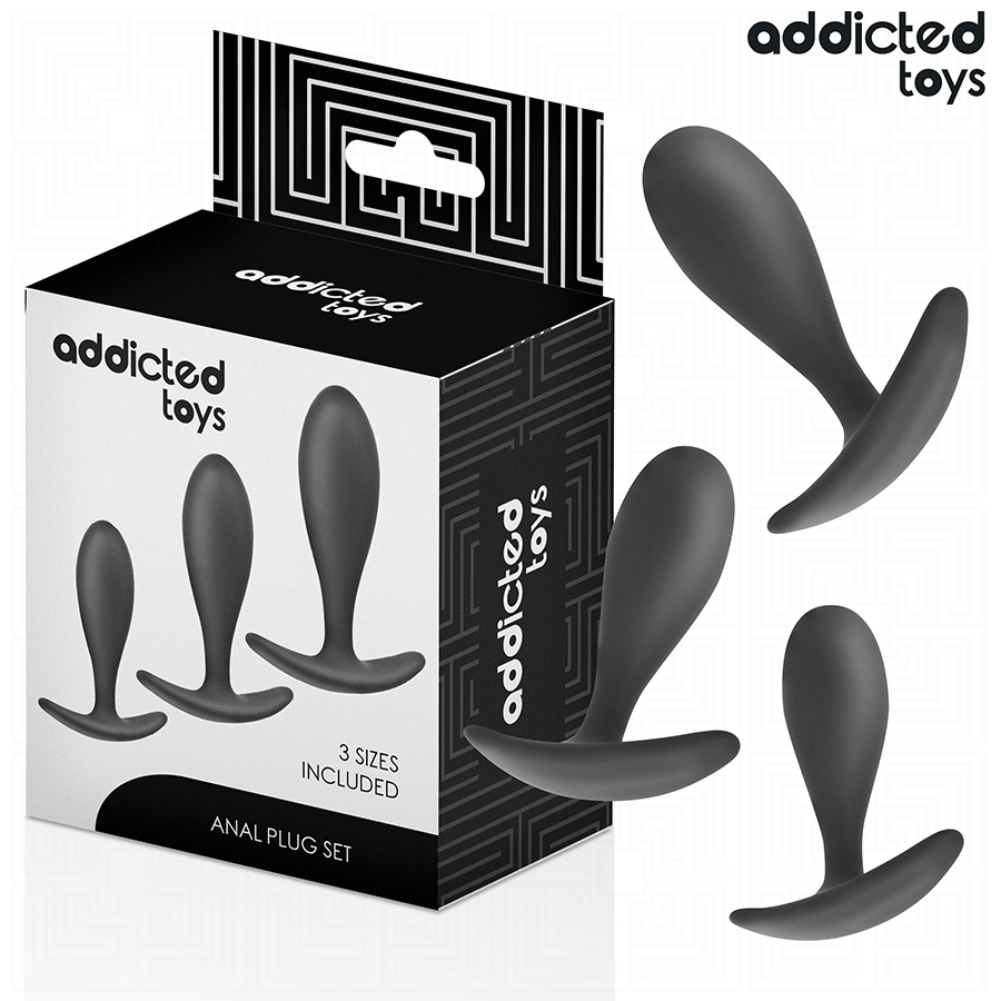 Addicted Toys - 3 Kappaleen setti anaalitappeja, silikoni, malli 2