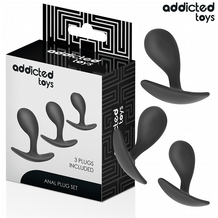 Addicted Toys - 3 Kappaleen setti anaalitappeja, silikoni, malli 3