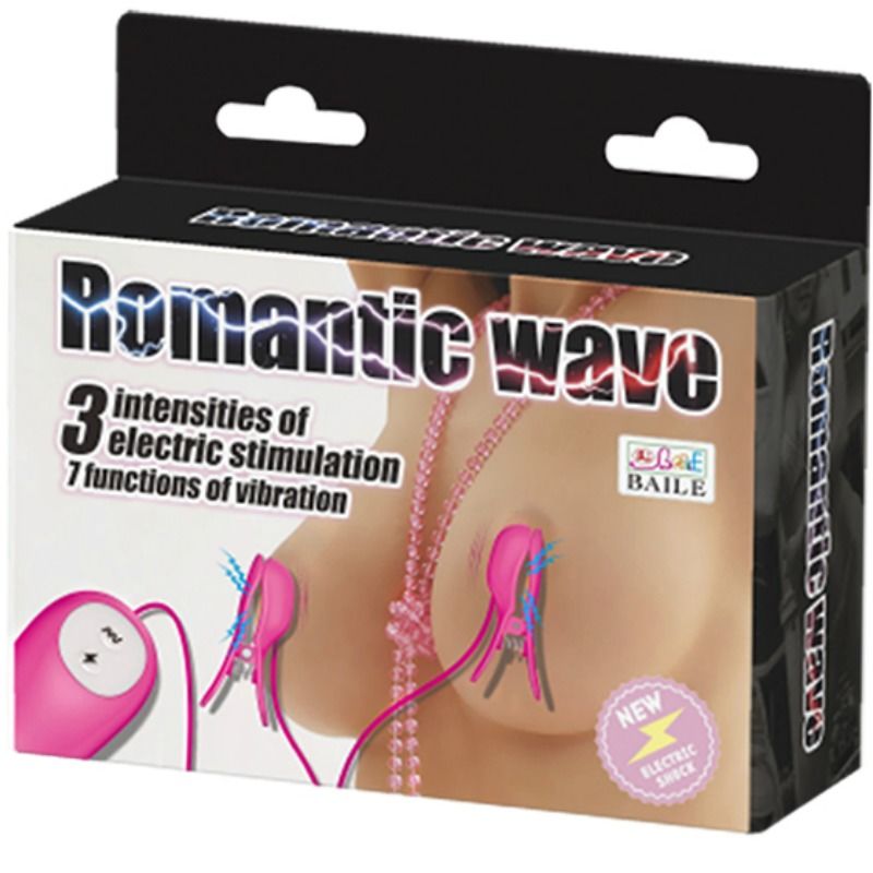 ROMANTIC WAVE VIBRATING AND ELECTRIC SHOCK NIPPLE CLAMPS FUCHSIA