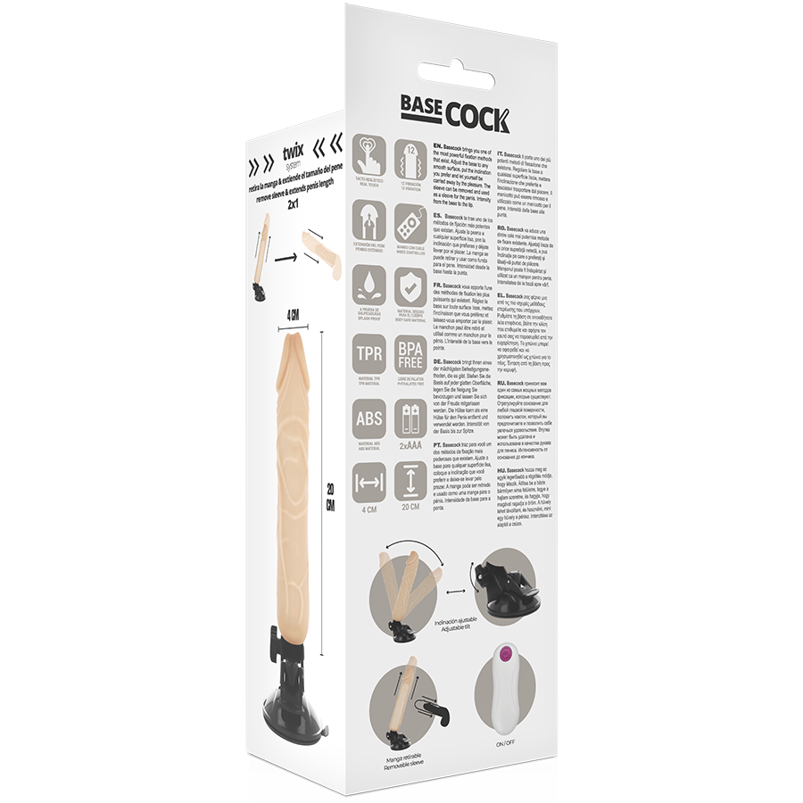 Basecock - Realistic Vibrator Remote Control Flesh 20cm -O- 4cm