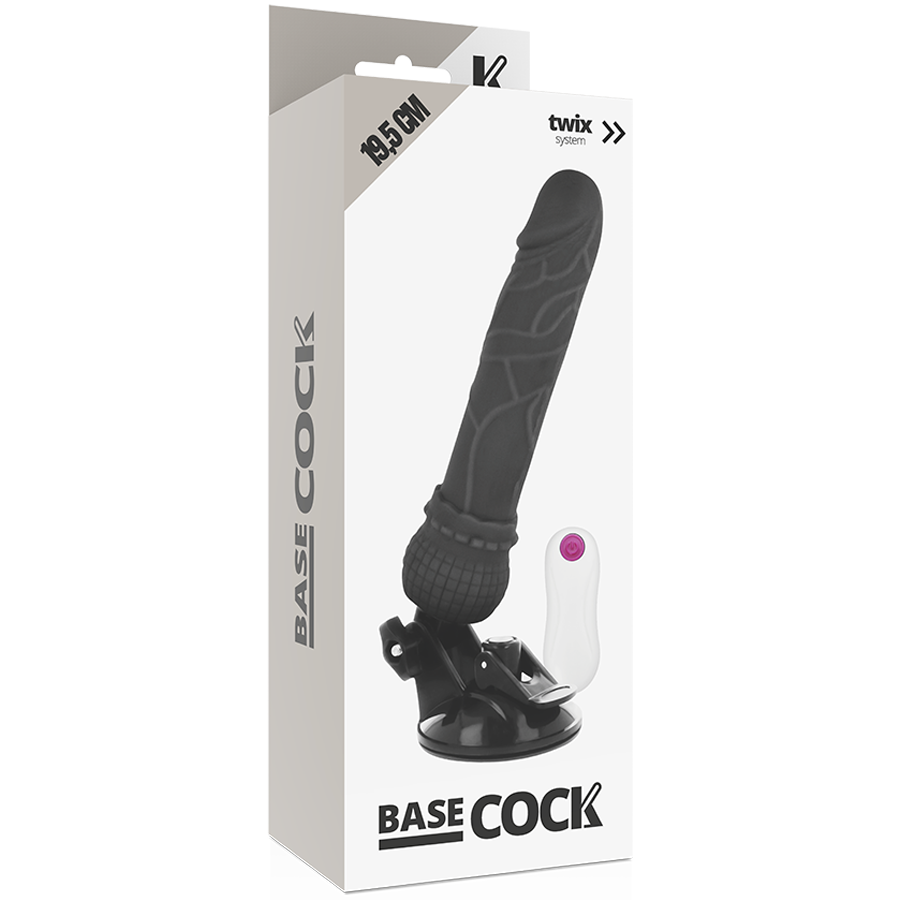 Basecock - Realistic Vibrator Remote Control Black 19.5cm -O- 4cm