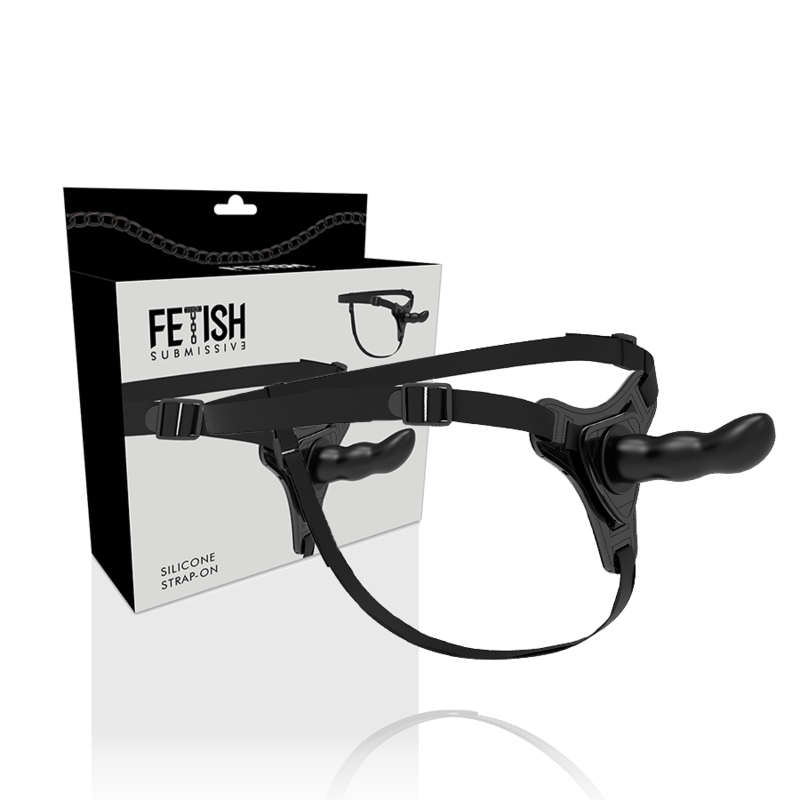 FETISH SUBMISSIVE SILICONE STRAP-ON BLACK 16CM G-SPOT