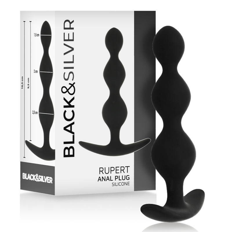 BLACK&SILVER - RUPERT ANAL BEADS 10 CM