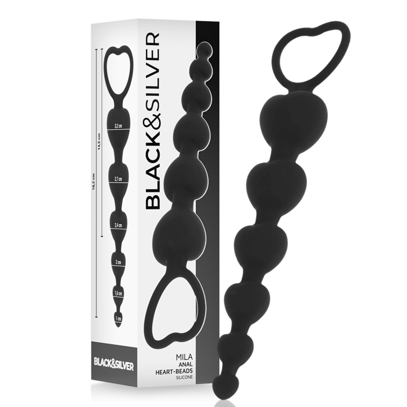 Black&Silver - Mila Sydän Anaalihelmet 18cm