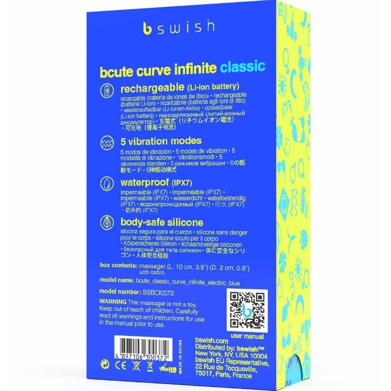 Bswish - Bcute Curve Infinite Classic Silicone Rechargeable Vibrator Electric Blue