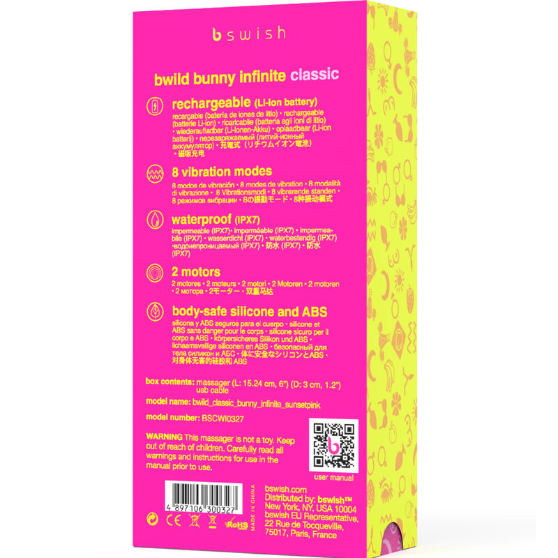 Bswish - Bwild Bunny Infinite Classic Silicone Rechargeable Vibrator Sunset Pink