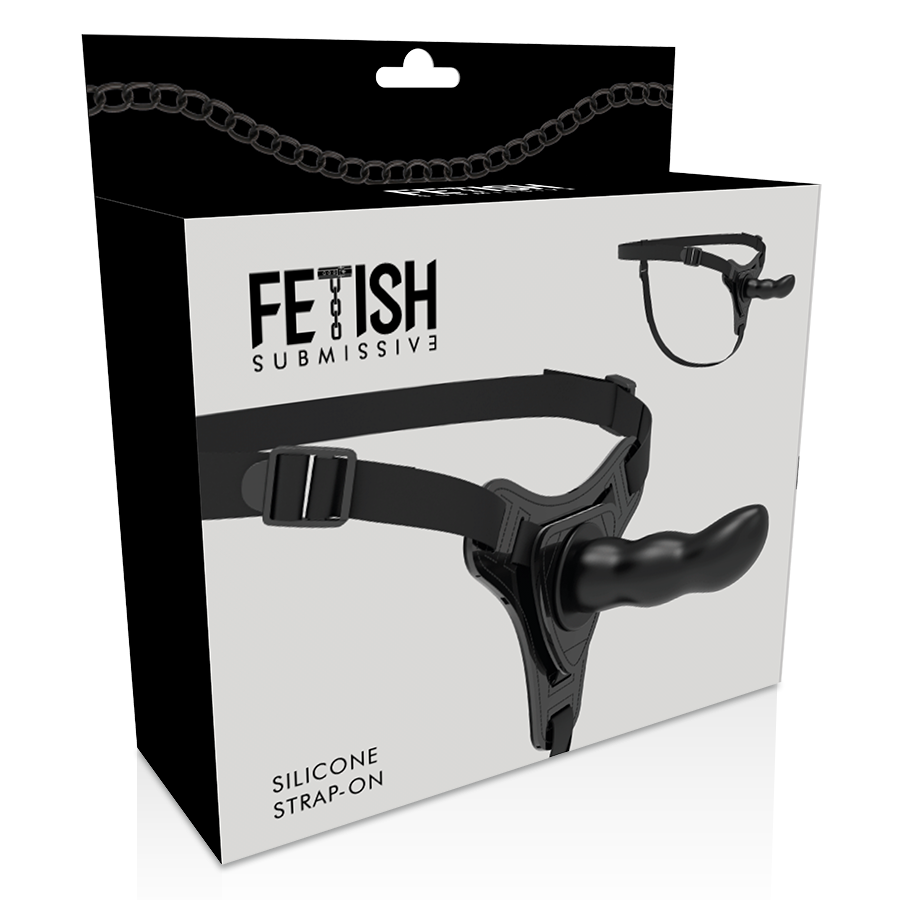FETISH SUBMISSIVE SILICONE STRAP-ON BLACK 16CM G-SPOT